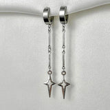 Flyshadow Gothic Jewelry Cross Star Drop Earrings Punk Charms Stitching Rivet Earrings for Women Korean Fashion Accessories