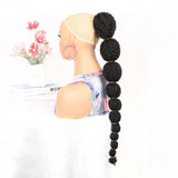 Flyshadow Synthetic Ponytail Hair Extension for Black Women Lantern Bubble Drawstring False Pigtail Afro Puff Kinky Horse Tail Hairpiece