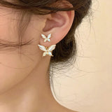 Flyshadow 1 Pair of New Korean Style Butterfly Women's Earrings, Fashionable, Simple, Exquisite Jewelry, Exquisite Gifts for Friends