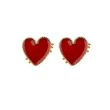 Flyshadow New Design Red Heart Stud Earring Women Metal Gold Color Eye Heart Lips Wedding Statement Earrings Fashion Party Jewelry