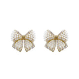 Flyshadow New Bow Style Earrings For Women's Light Luxury Style High Quality Sweet Imitation Pearl Earrings Party Jewelry Gift