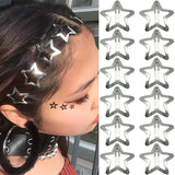 Flyshadow 50PCS Y2K Silver Star Hair Clips for Girls Filigree Star Metal Snap Clip Women Simple BB Hairpins Barrettes Hair Accessories