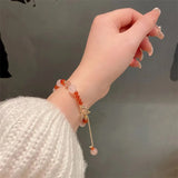 Flyshadow Sweet Strawberry Crystal Bracelet Elegant and Exquisite Women's Hand Strap with Boutique Design and Hanging Beads Jewelry