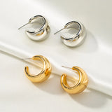 Flyshadow New Gold Color Round Chunky Earrings for Women Lightweight Smooth Metal Open Thick Hoops Fashion Trendy Jewelry