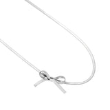 Flyshadow 316L Stainless Steel Bow Collarbone Snake Bone Chain Necklace Casual Personality Girl Exquisite Jewelry Gift Party Accessories