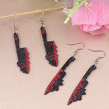 Flyshadow Punk Gothic Terror  Blood Knife Acrylic Drop Earrings For Women Personalized Fashion Halloween Jewelry Gifts Accessories