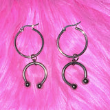 Flyshadow Korean Fashion U-shaped Horseshoe Hoop Earrings Grunge Jewelry Punk Charms Earrings Goth Accessories Aesthetic Hoop Earrings