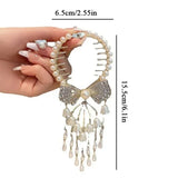 Flyshadow Women Pearl Flower Hair Clip Bowknot Tassel Hair Claw Girls Elegant Crystal Hair Elegant Accessories for Women Creattive Gifts