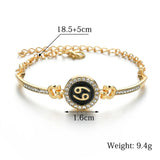 Flyshadow Luxury Inlaid Rhinestone 12 Constellation Bracelet Zodiac Adjustable Alloy Bracelet Bangle Gold Color Wrist Accessories Jewelry