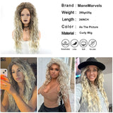 Flyshadow Long Curly Wig Ombre Blonde Fluffy Curly Hair Wigs for Women Ginger Natural Synthetic Curly Wave Cosplay Wig High Temperature