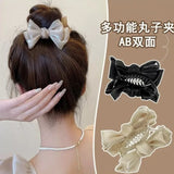 Flyshadow Elegant Hair Pin with Mesh Bow Grip for Female Bun Updo Headdress