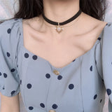 Flyshadow Vintage Velvet Chain Choker Necklace Gothic Heart Imitation Pearl Pendant Collar Women Clavicle Chain Necklace Party Jewelry