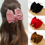 Flyshadow Large Size Hair Bow Claws Hair Clip Black Red Party Headwear Ponytail Hairpins Hair Crab For Women Hair Accessories