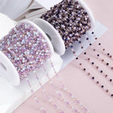 Flyshadow 2Meters 1Meter Stainless Steel Chains Purple 3mm Crystal Bead Necklace Chain Sweater Chain Component Jewelry Making DIY Supplies