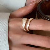 Flyshadow Retro Gold Color Double Oil Drip Open Rings for Women Luxury Irregular Adjustable Finger Ring New Trendy Wedding Jewelry