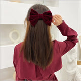 Flyshadow Hair Clip Black or Red Large Barrette Korean Top Hairpin Velvet Bow Retro for Female Korean Girls Accessorie Fashion Jewelry