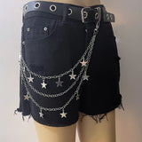 Flyshadow Metal Punk Steet Layered Chain Star Keychains For Women Men Waist Key Wallet Jeans Hip-hop Pants Belt Chains Jewelry Accessories