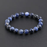 Flyshadow Authentic Natural Lapis Lazuli Beads Bracelet Stainless Steel Jewelry For Men Black Accessories Luxury Free Shipping