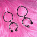 Flyshadow Korean Fashion U-shaped Horseshoe Hoop Earrings Grunge Jewelry Punk Charms Earrings Goth Accessories Aesthetic Hoop Earrings