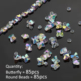 Flyshadow 60-95pcs Wholesale Crystal Beads Transparent AB Color Star Butterfly Square Heart Faceted Glass Beads for Jewelry Making DIY