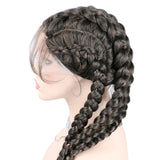 Flyshadow 32inch Lace Front Knotless Box Braided Wigs Synthetic Lace Front Wig for Women 100% Hand Made French Braid Wig with Baby Hair