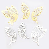 Flyshadow 30pcs 18*42mm Butterfly Filigree Left/Right Wings Symmetric Wrap Pendant Etched Embellishment Charms For DIY Hair Jewelry Making