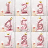 Flyshadow 42inch Crown Decor Pink Aluminum Foil Digital Balloon Number Balloon For Birthday Party Decoration Supplies Girls Birthday Favor