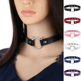 Flyshadow Gothic PU Leather Lock Hollow Cat Spike Rivet Collar Studded Punk Choker Necklace for Women Chocker Goth Jewelry Accessories