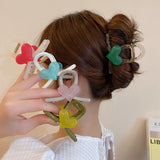 Flyshadow New Acrylic Candy Color Love Hairpin Female Minimalist Style Hair Clips Small Fresh Sweet Fashion Ponytail Claw Clip Accessories