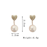 Flyshadow White Red Imitation Pearl Dangle Earrings for Women Wedding Party Elegant Shiny Crystal Heart Drop Earrings Trendy Jewelry Gift