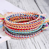 Flyshadow New Boho Four Strand Color Handmade Waterproof Woven Thread Wrap Bracelet Simple Rope Knot Bracelet Unisex