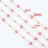 Flyshadow 2meters 1meter Stainless Steel Crystal Bead Chain Round Natural Stone Necklace Chain Bracelet Accessories for Jewelry Making DIY