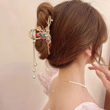 Flyshadow New  Elegant Butterfly Tassel Catch Clip Female Antique Hairpin Fashion Metal Ponytail Claw Clip Suitable for Girls  Headwear