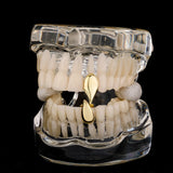 Flyshadow Hip Hop Fangs Set Tooth Cap Gold Plated Teeth Grillz Top Bottom Dental Grills For Women Men Halloween Cosplay Jewelry