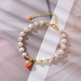 Flyshadow Ins Style Cute Baroque Pearl Bracelet Bohemian Crystal Beaded Bracelet for Women Handmade Jewelry Causal Accessories Gifts