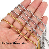 Flyshadow 2meters 1Meter Gold Color Stainless Steel Chains for Jewelry Making DIY Necklace Bracelet Choker 2.5mm 4mm 5mm Chain