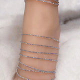 Flyshadow New Kind Goddess AB Colorful One Row Elastic Imitation Diamond  Ankle Chain, Sparkling High Quality Ankle Chain