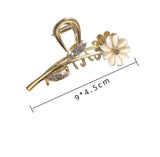 Flyshadow Vivid Flower Hair Claws for Women Vintage Hair Jewelry Charm Big Rhinestone Crystal Crab Clip Wedding Claw Crab Daisy Shark Clip