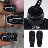 Flyshadow 7ml Black Red Glitter Gel Nail Polish Sparkling Sequins Gel Semi Permanent Soak Off UV Gel Varnish Nail Art Manicure Base Top