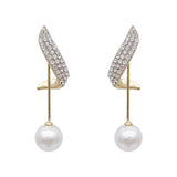 Flyshadow Classic Elegant Imitation Pearl Dangle Earrings for Women Crystal Long Tassel Exquisite Drop Earring Wedding Jewelry New