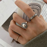 Flyshadow Rings Couples Accessories INS Fashion Vintage Twist Design Round Shape Geometric Jewelry