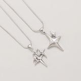 Flyshadow Y2K Simple Choker Necklace Four Pointed Star Necklaces Adjustable Crucifix Pendant Necklace Asterism-Necklace Jewelry