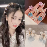 Flyshadow Pearl Flower Hairpins Alloy Mini Cute Hair Clip Girls Summer Sweet Styling Braided Hair Clip Hairpin Women Fashion Headwear