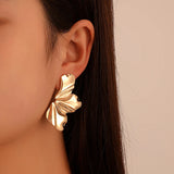 Flyshadow New Trendy Design French Petal Stud Earrings For Women Korean Fashion Earring Birthday Party Jewelry Gifts