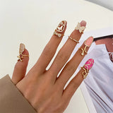 Flyshadow New In Fashion Zircon Finger Nail Ring Gold Silver Plated Manicure Joint Rhinestone Ring for Women Teen Trend Jewelry