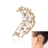 Flyshadow European and American Fashion Earrings Temperament Rhinestones Metal Spider Web Earrings Earrings