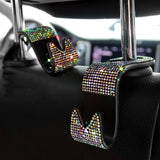 Flyshadow New Arrivals Bling Bling Rhinestone Car Seat Back Hook Auto Back Headrest Mount Storage Holder Car Interior Accessories 1/2Pcs