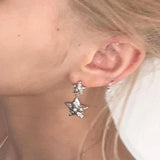 Flyshadow Korean Punk Crystal Star Stud Earrings Shiny Egirl Fashion DIY Earrings for Women Cool Jewelry Y2K Accessories Scary Earrings