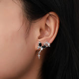 Flyshadow Goth Black Butterfly Crystal Star Earring Set For Women Girl Vintage Aesthetic Heart Stud Earring Trendy Y2K Jewelry Accessories