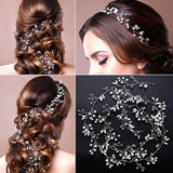 Flyshadow 50/100/150cm Fashion Handmade Crystal Pearl  Wire Vines Hairband Wedding Hair Jewelry for Brides Wedding Hair Accessories